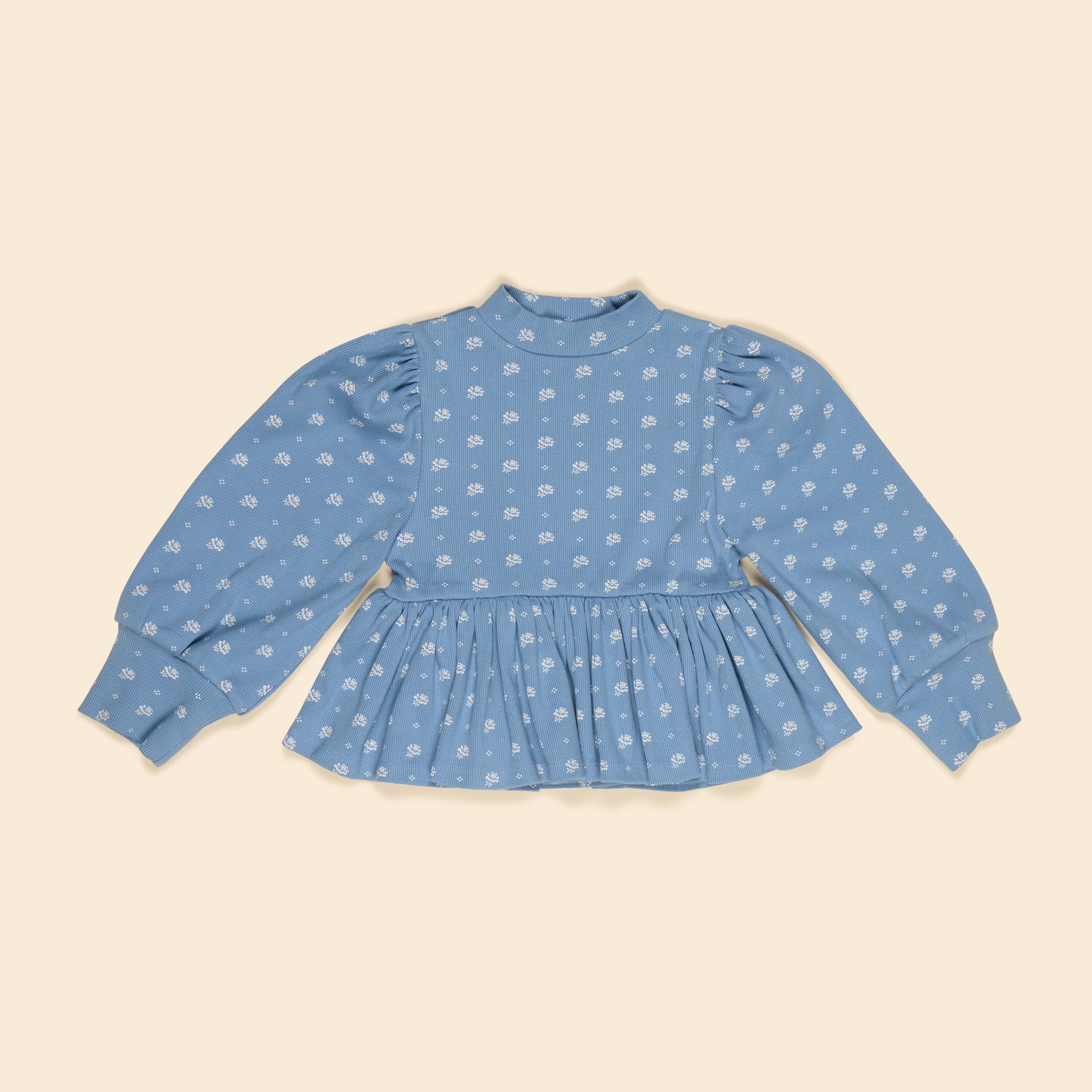 Apolina Mya Peplum Jersey Top - Mountain Calico Blue – SMALL-FOLK