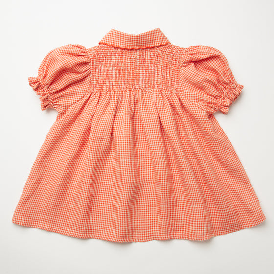 Nellie Quats Marco Polo Dress - Strawberry & Oat Mini Check Linen