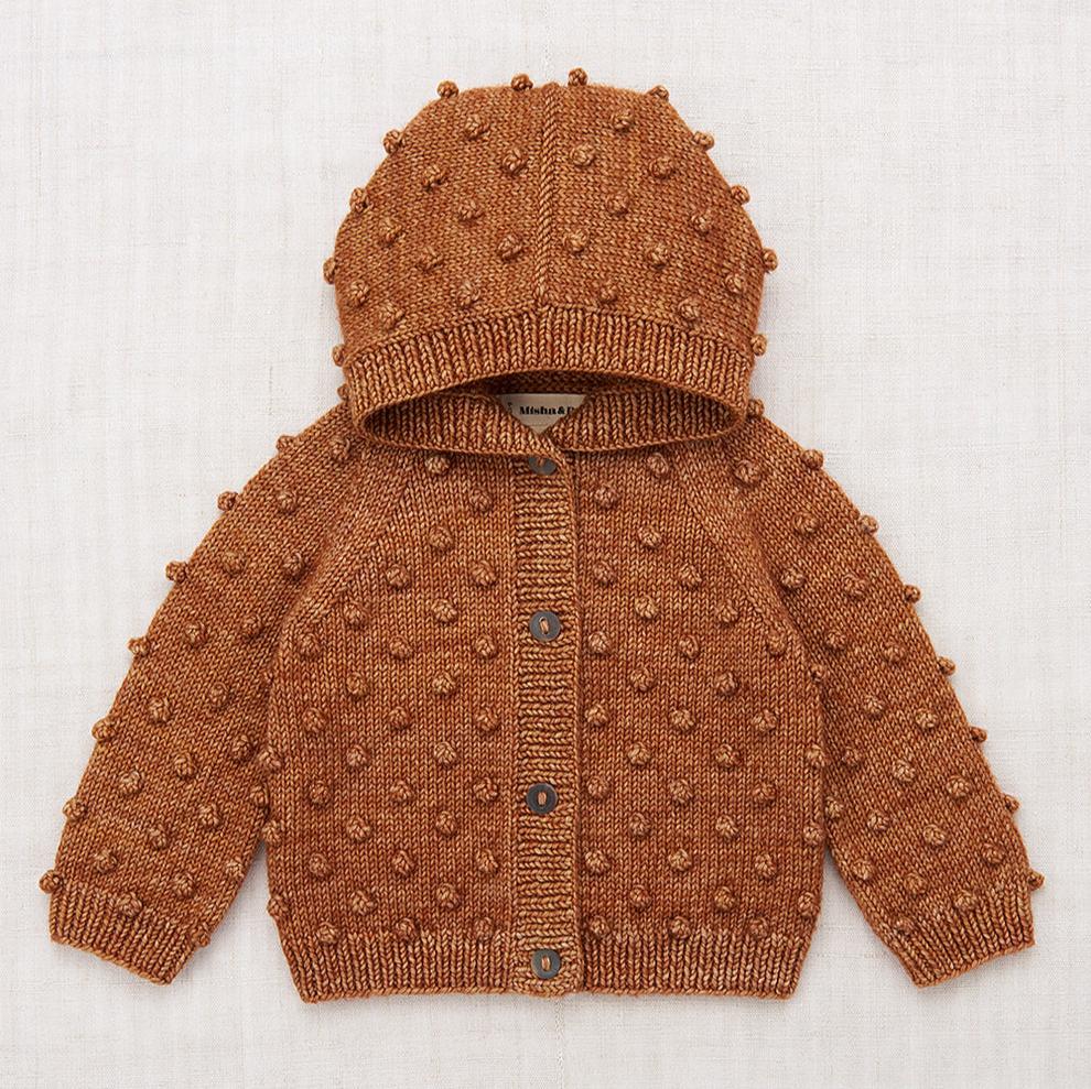 Hooded Popcorn Cardigan Rose Gold