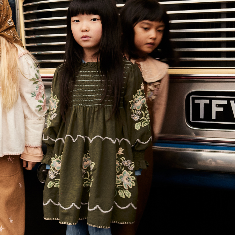 Apolina AW26 collection preview showing Mia Dress in Forest