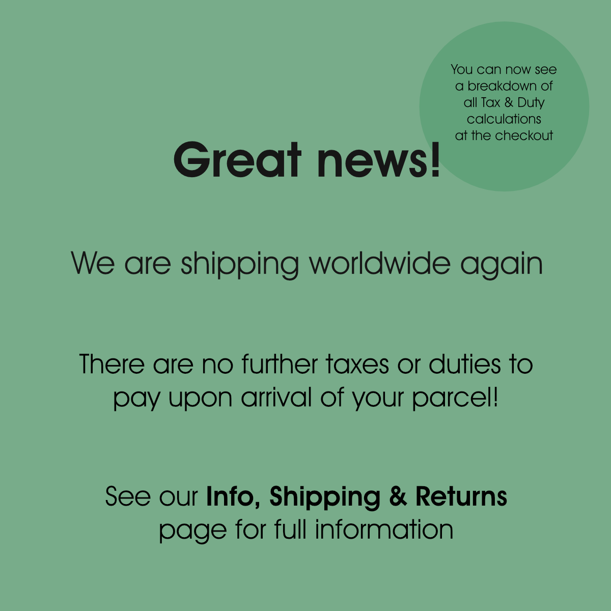 Important Announcement - We Are Shipping Worldwide Again!