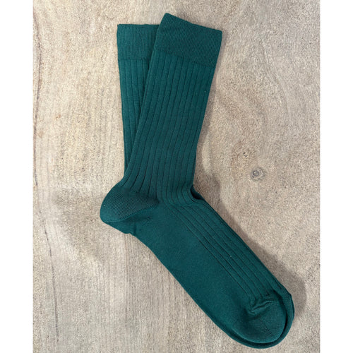 Women's Short Ribbed Socks - Bottle Green