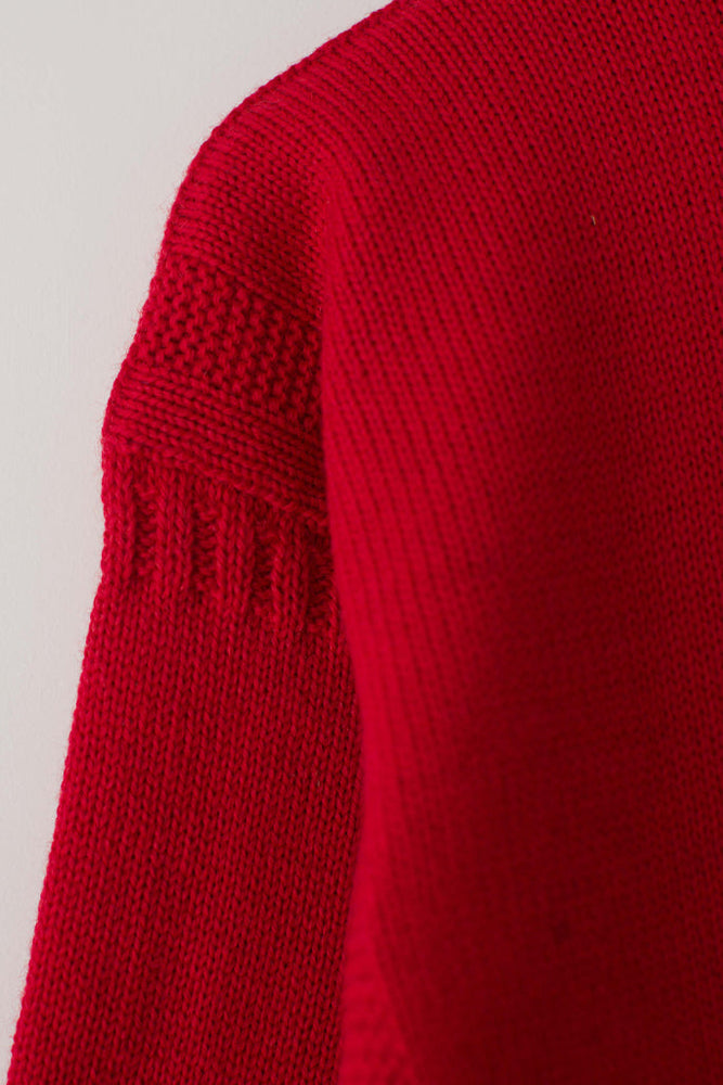 
                  
                    Le Tricoteur Adults Red Cropped Guernsey Jumper
                  
                