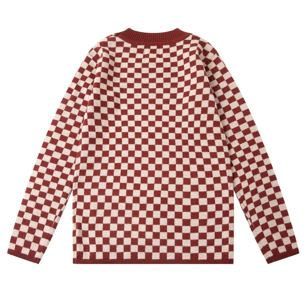 
                      
                        Knit Planet Checkered Merino Knit Pullover - Caramel/Cream
                      
                    