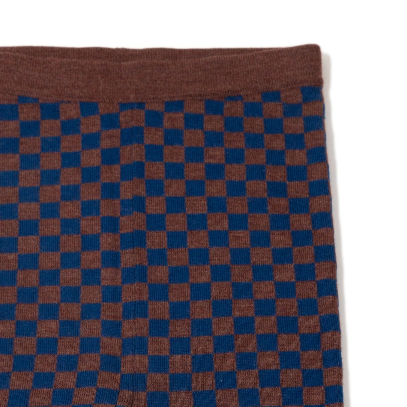 Knit Planet Checkered Merino Knit Leggings - Navy/Choco