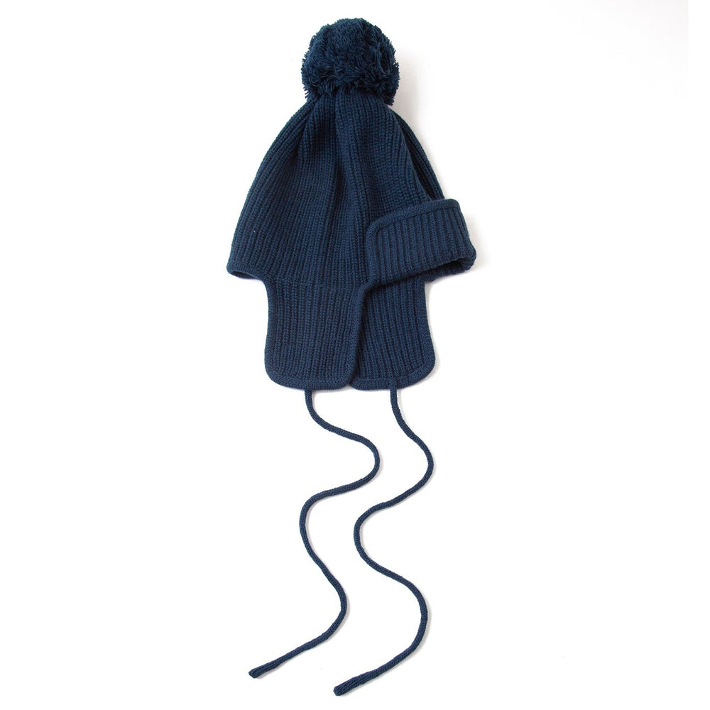 Knit Planet Merino Wool Flapped Hat - Navy