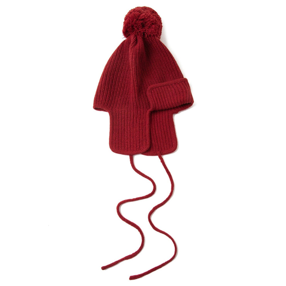 Knit Planet Merino Wool Flapped Hat - Red