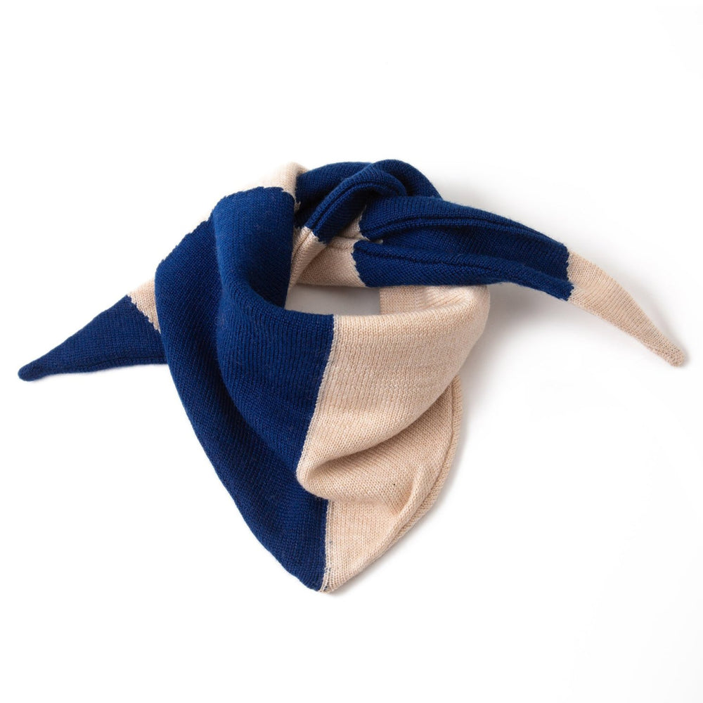 Knit Planet Triangular Scarf - Navy/Cream