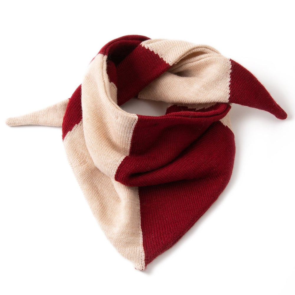 Knit Planet Triangular Scarf - Red/Cream