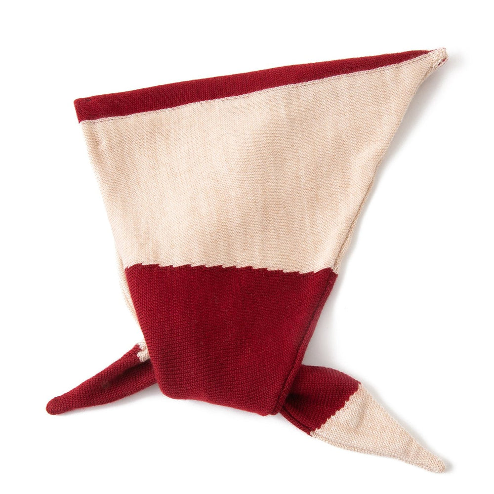 Knit Planet Triangular Scarf - Red/Cream