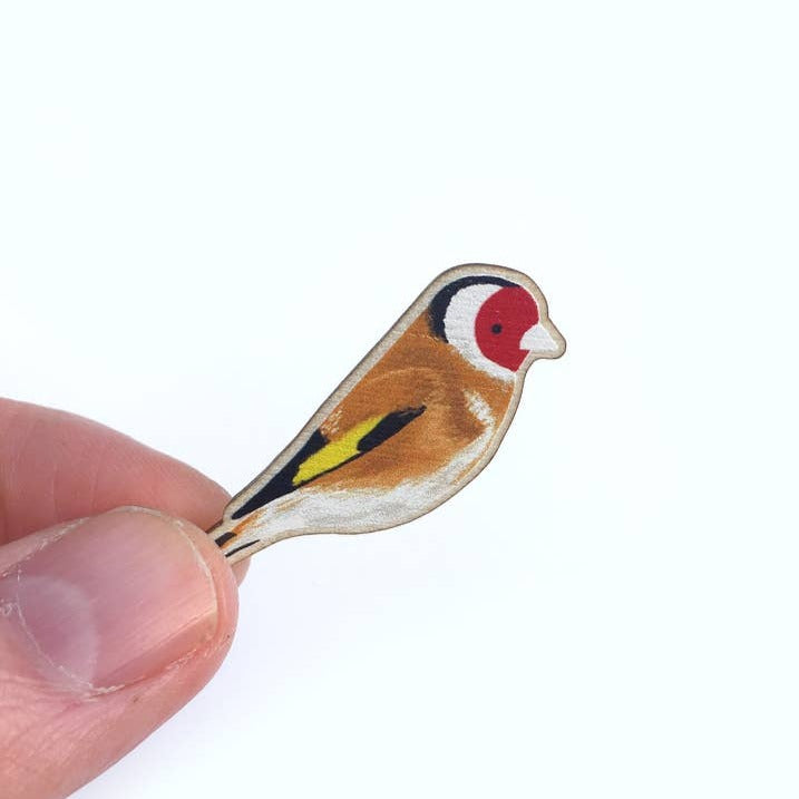 
                      
                        Tom Hardwick Goldfinch, Responsibly Sourced Birch Wood Pin
                      
                    