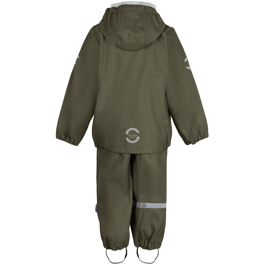 Recycled Plastic Waterproof Dungaree Rain Set - Dusty Olive