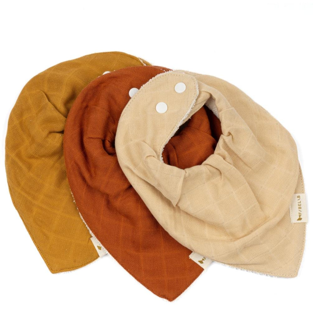 Fabelab DK Bandana Bib | 3 Pack, Ochre Mix