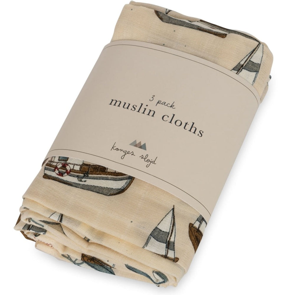 
                      
                        Konges Slojd Sløjd 3 Pack Muslin Cloths - Sail Away
                      
                    