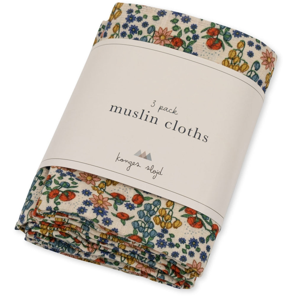 Konges Slojd Sløjd 3 Pack Muslin Cloths - Bibi Fleur