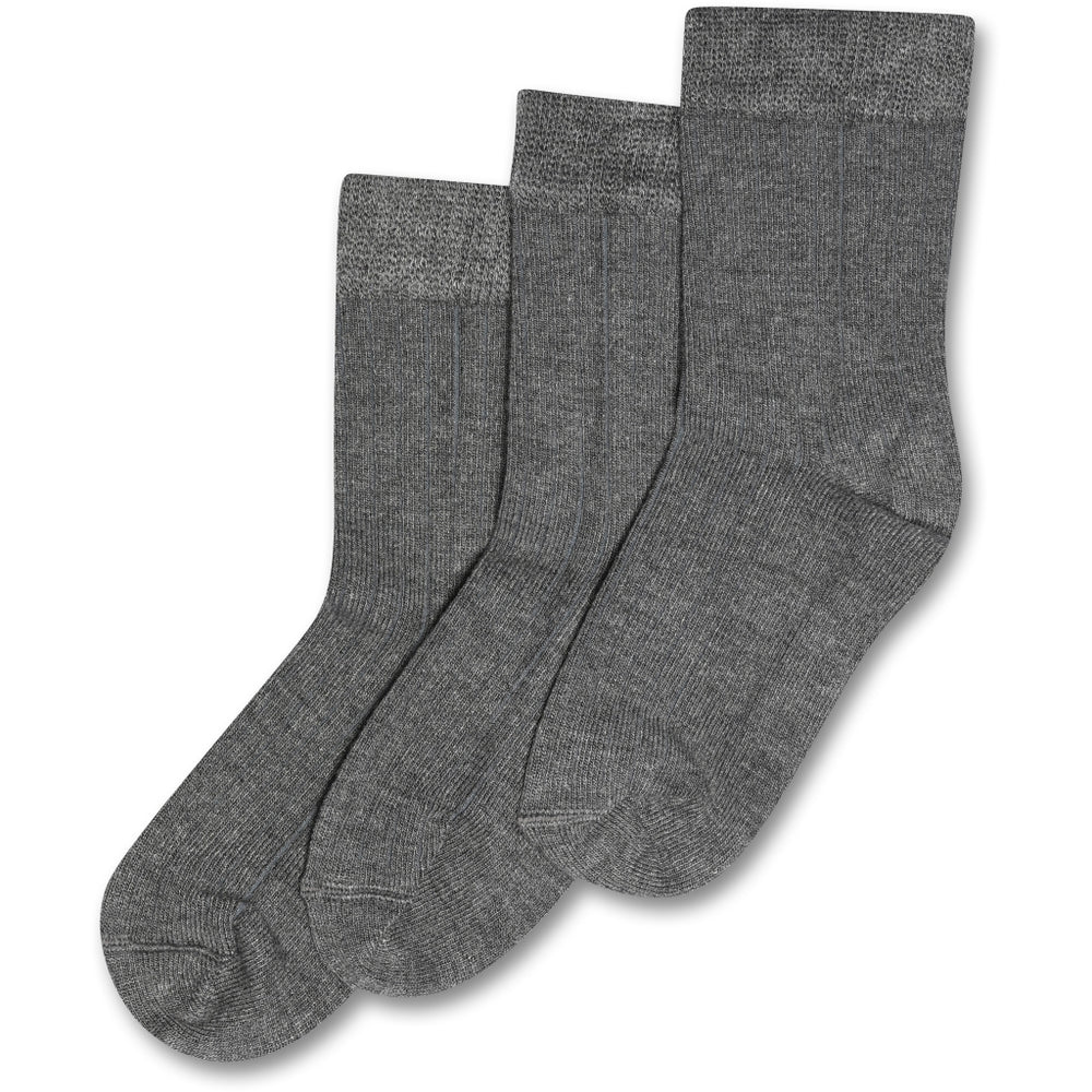 Minipop DK 3 Pack, Bamboo School Socks - Grey Melange