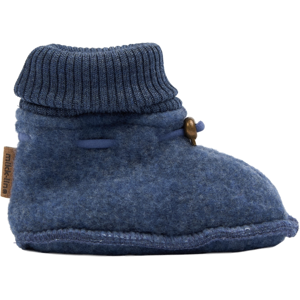 MIKK LINE Wool Fleece Booties - Blue Melange