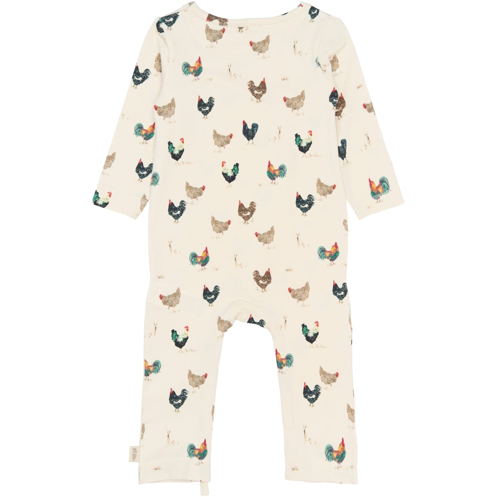 Petit Piao Footless Romper - Eggnog Rooster