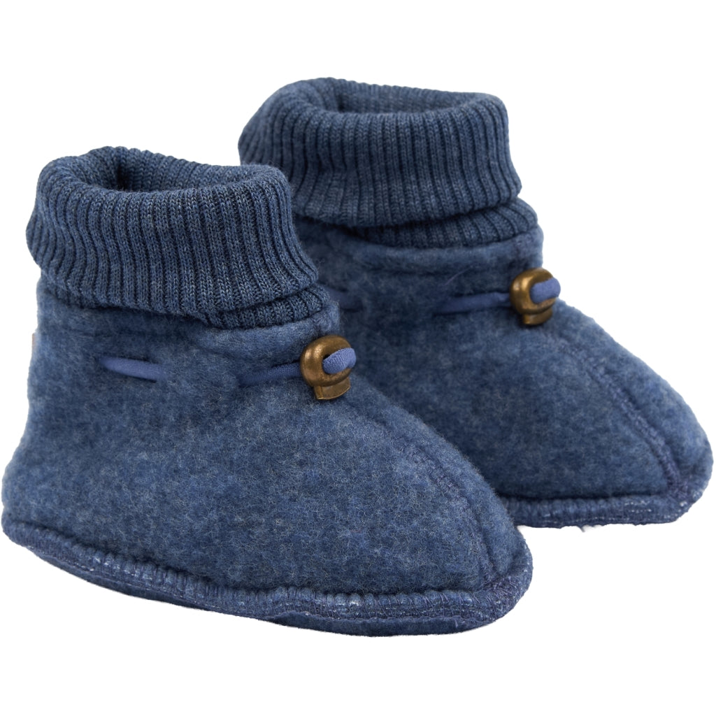 MIKK LINE Wool Fleece Booties - Blue Melange