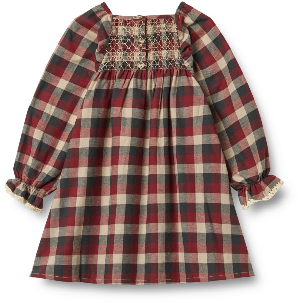 Wheat Clothing Dress Bella Lace - Red Blue Check
