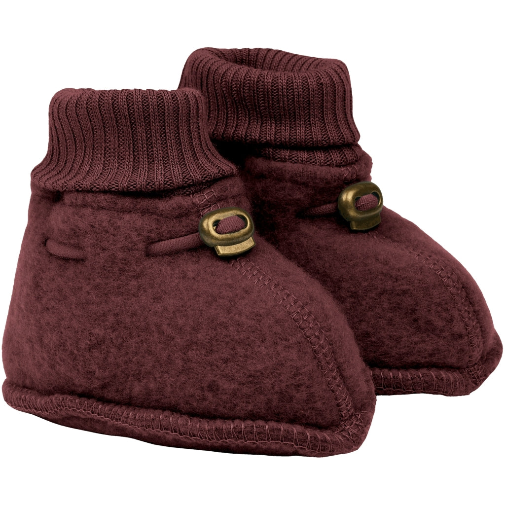 MIKK LINE Wool Fleece Booties - Rum & Raisin