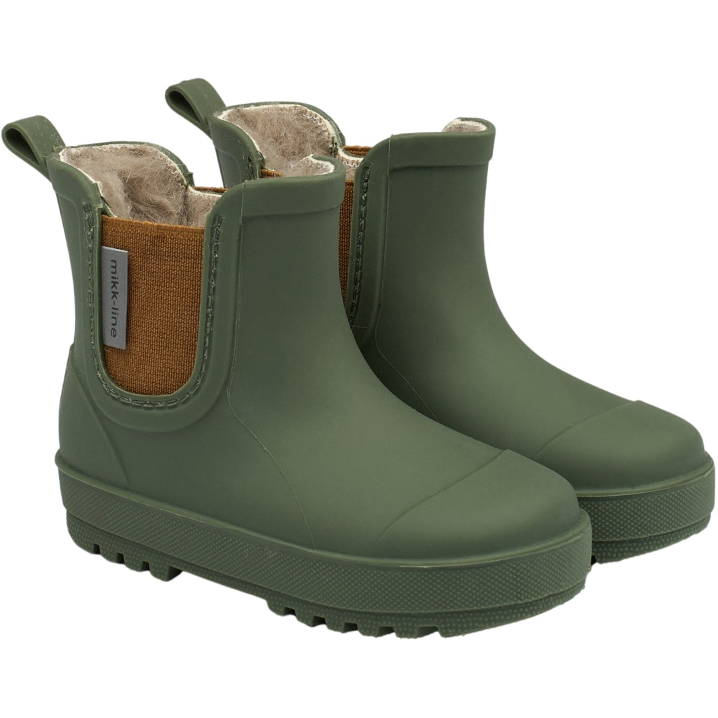 MIKK-LINE Short Winter Lined Wellington Boots - Thyme