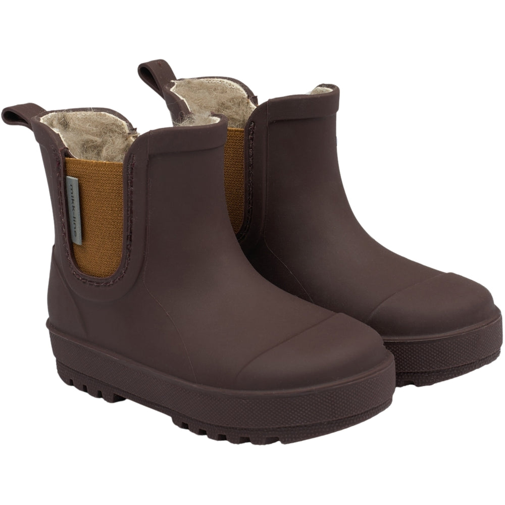 MIKK-LINE Short Winter Lined Wellington Boots - Raisin