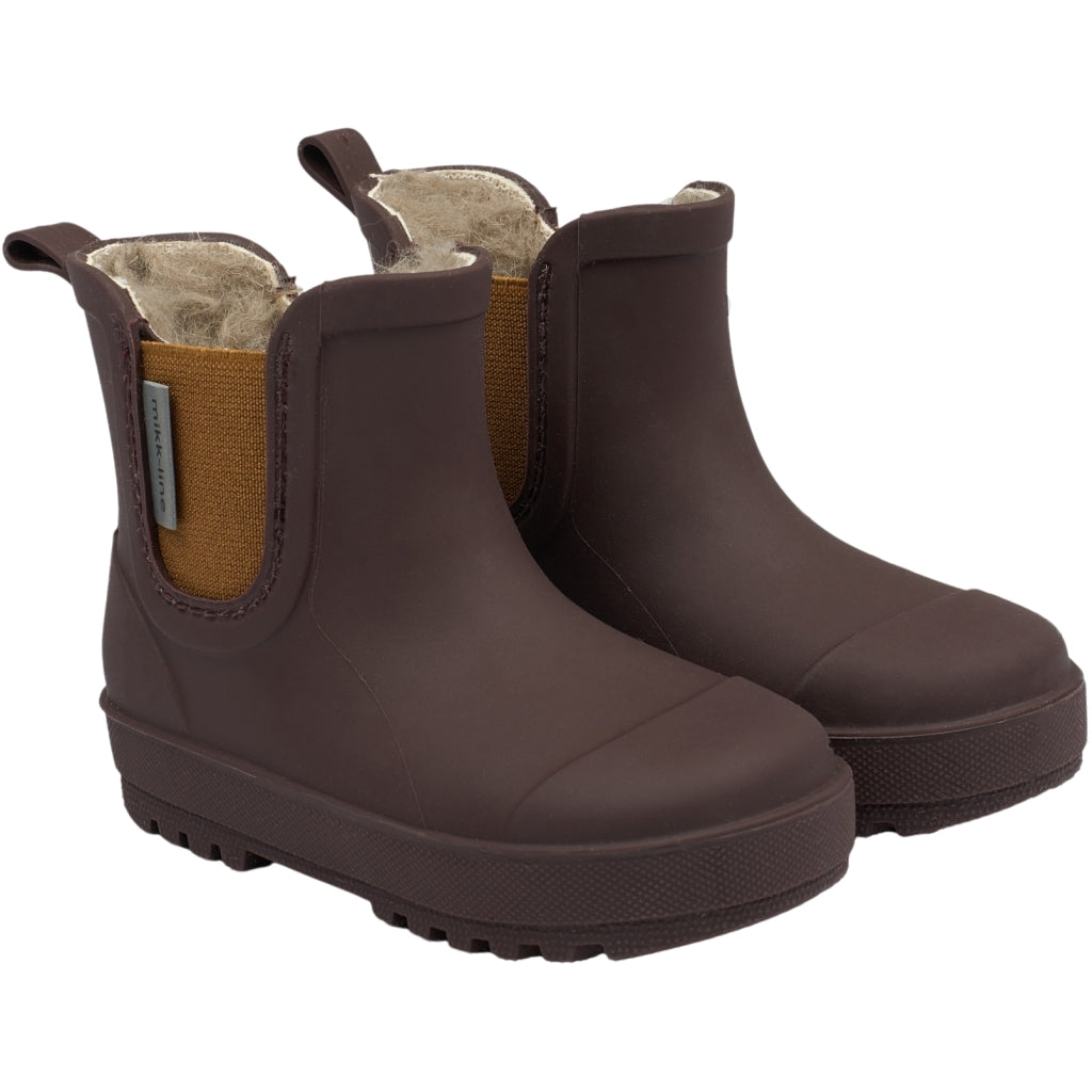 MIKK-LINE Short Winter Lined Wellington Boots - Raisin