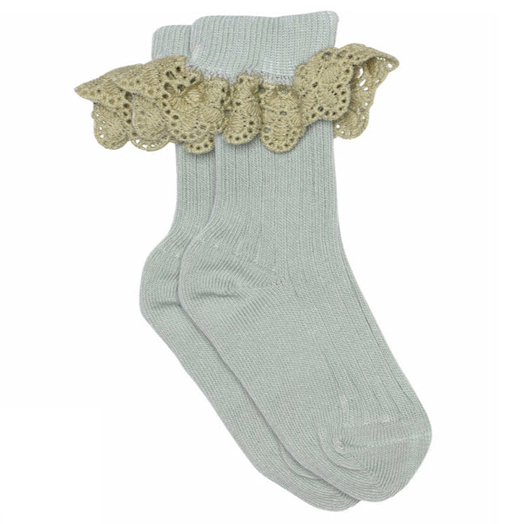 MP Denmark Lisa Lace Trim Socks - Gray Mist