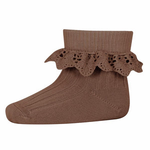 MP Denmark Lea Lace Trim Wool Socks - Pecan Pie