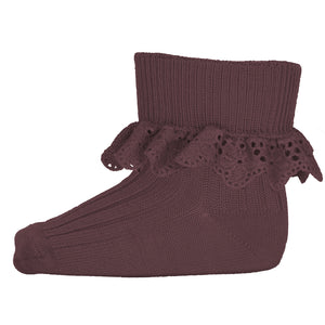 MP Denmark Lea Lace Trim Wool Socks - Grape Skin