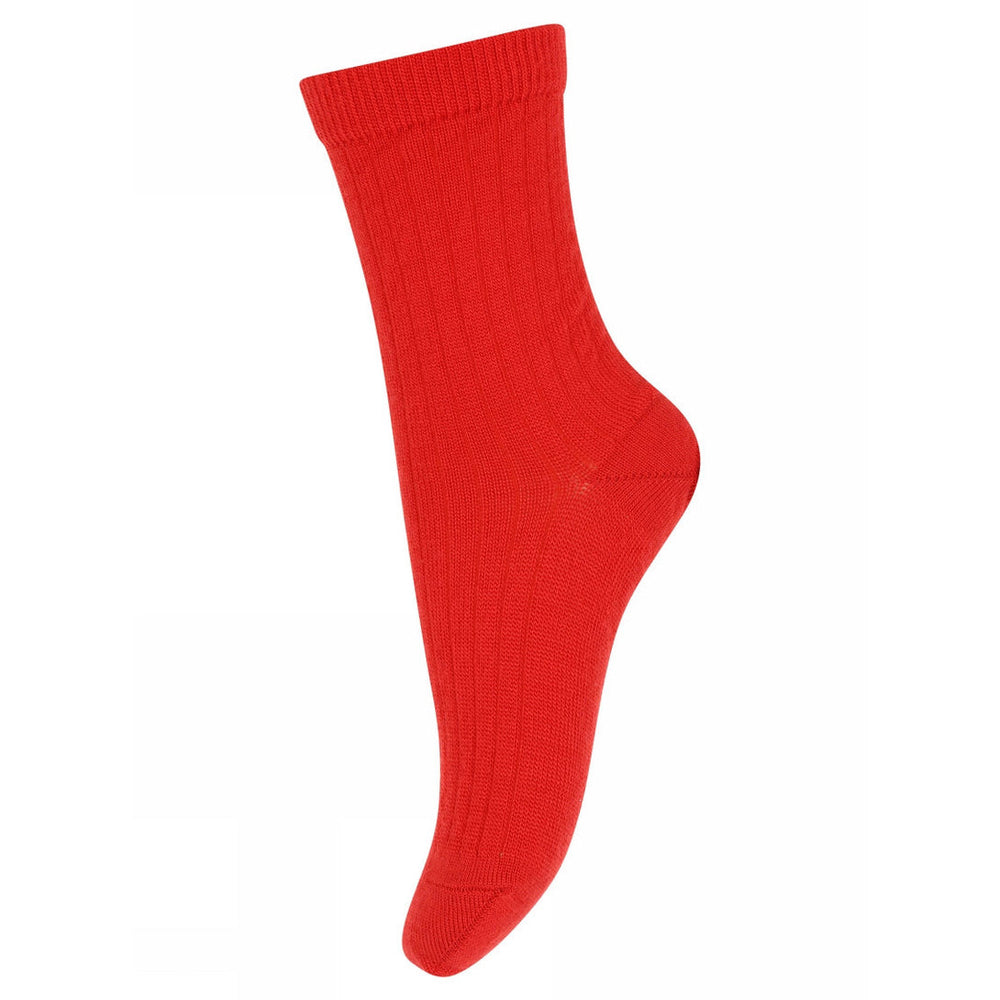 MP Denmark Women's Wool Rib Socks - Tomato