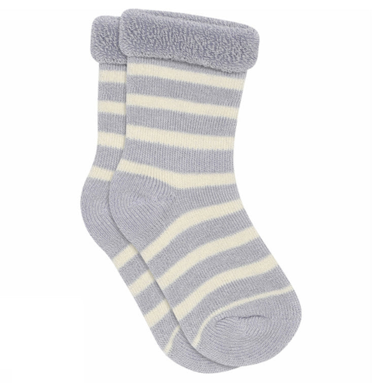 MP Denmark Eli Stripe Cotton Terry Ankle Socks - Lavender Sky