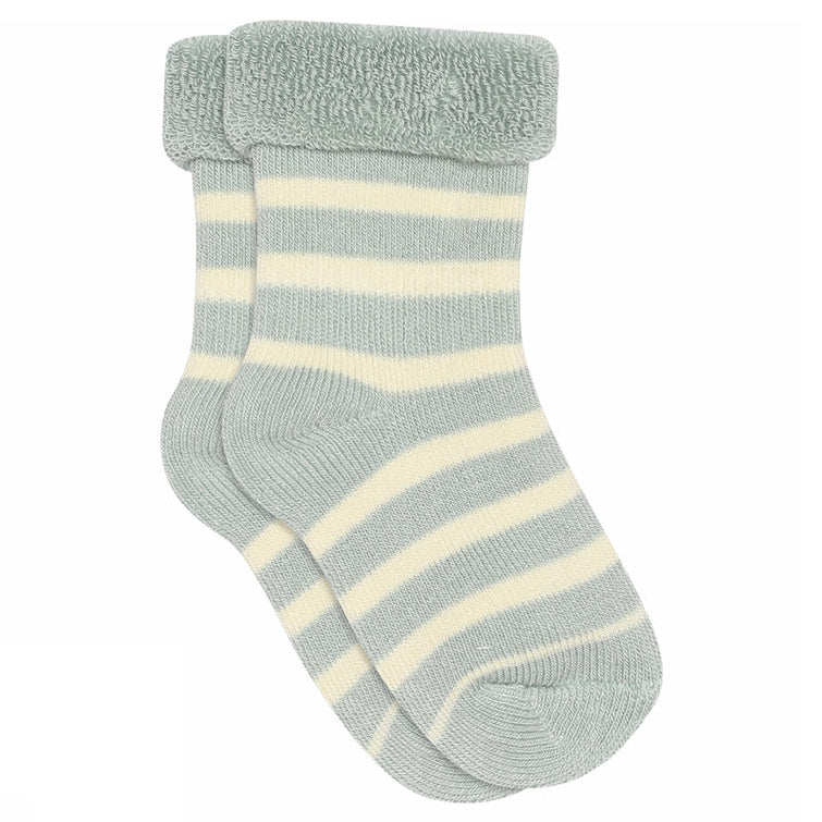 MP Denmark Eli Stripe Cotton Terry Ankle Socks - Gray Mist