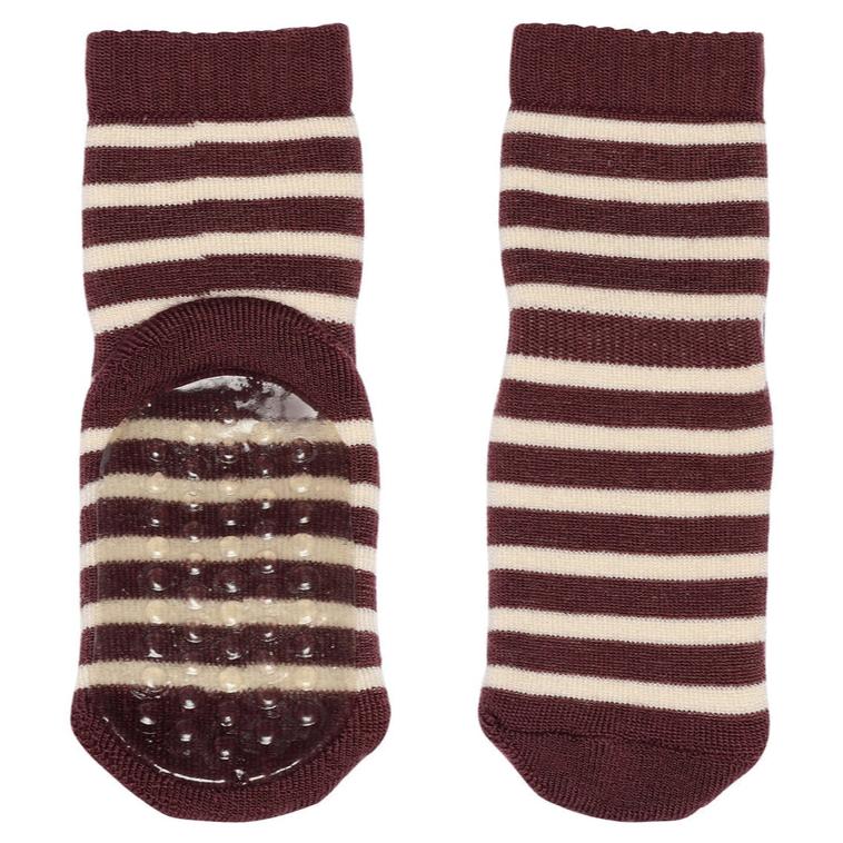 MP Denmark Elis Stripe Wool Slipper Socks - Grape Skin