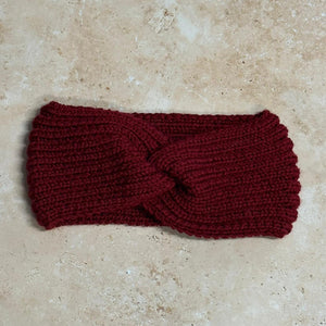 SMALL FOLK Handknits Hand Knitted Ribbed Headband - Garnet