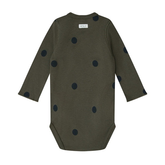 Organic Zoo Olive Dots Wrap Bodysuit