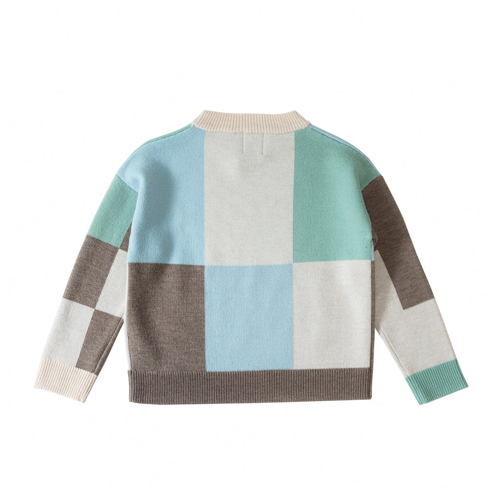 Knit Planet Fine Knit Colour Block Jumper - Sky Multi