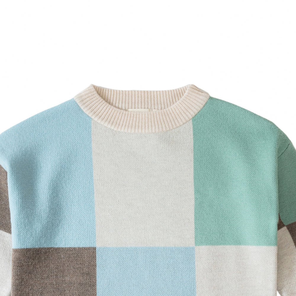 
                  
                    Knit Planet Fine Knit Colour Block Jumper - Sky Multi
                  
                