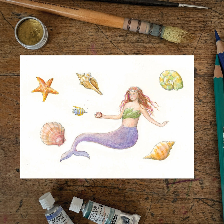 Mhairi Hellbrandt Purple Mermaid Postcard
