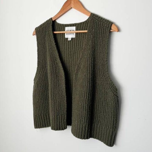 Le Bon Shoppe Women's Granny Cotton Sweater Vest - Olive