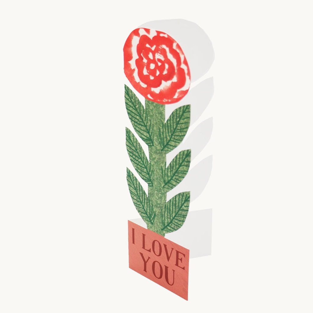 Hadley Paper Goods Tall Rose, I Love You Greeting Card