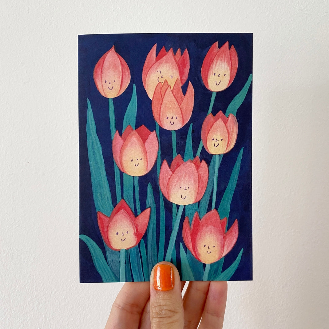 Juliet Thomas Doodles Happy Tulips Greetings Card