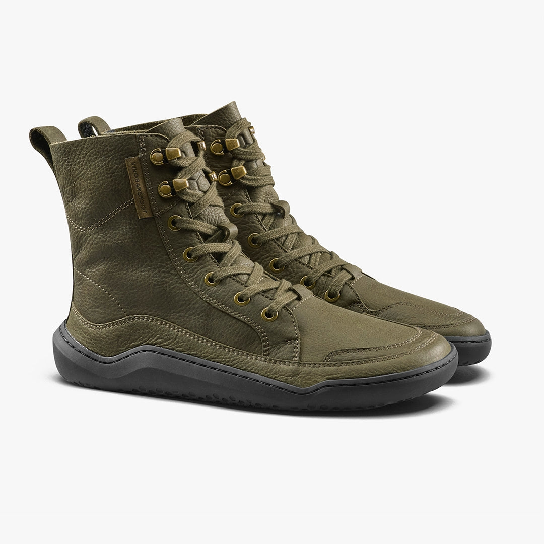 Vivobarefoot Vivo Barefoot Women's Gobi Lace-Up Boots, Dark Olive