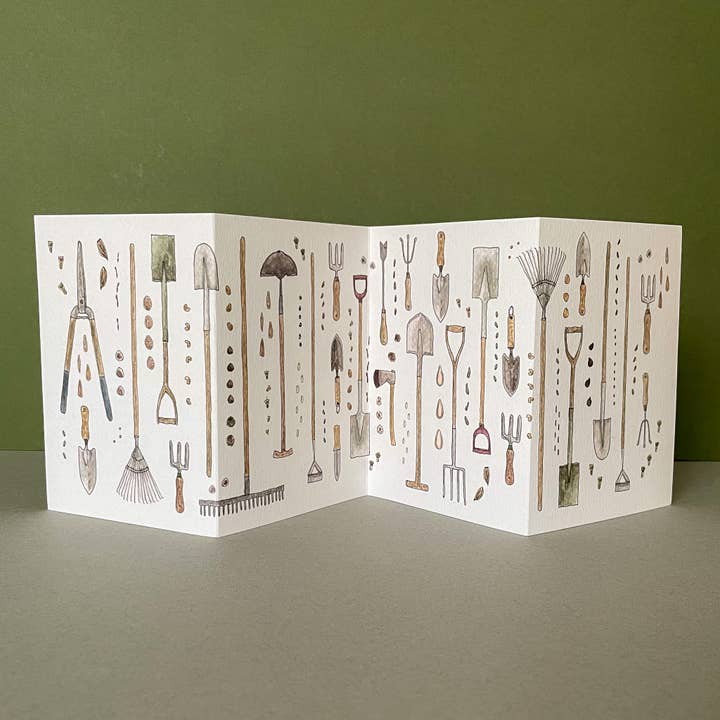 Brittany Davies Illustration Garden Tools Concertina Card