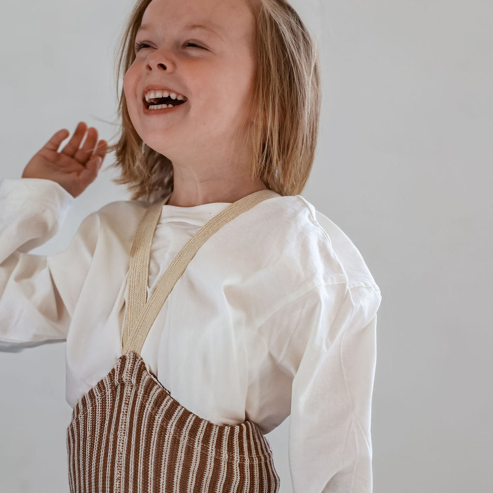 
                  
                    Silly Silas Footless Tights With Braces - Granola x Cream Striped
                  
                