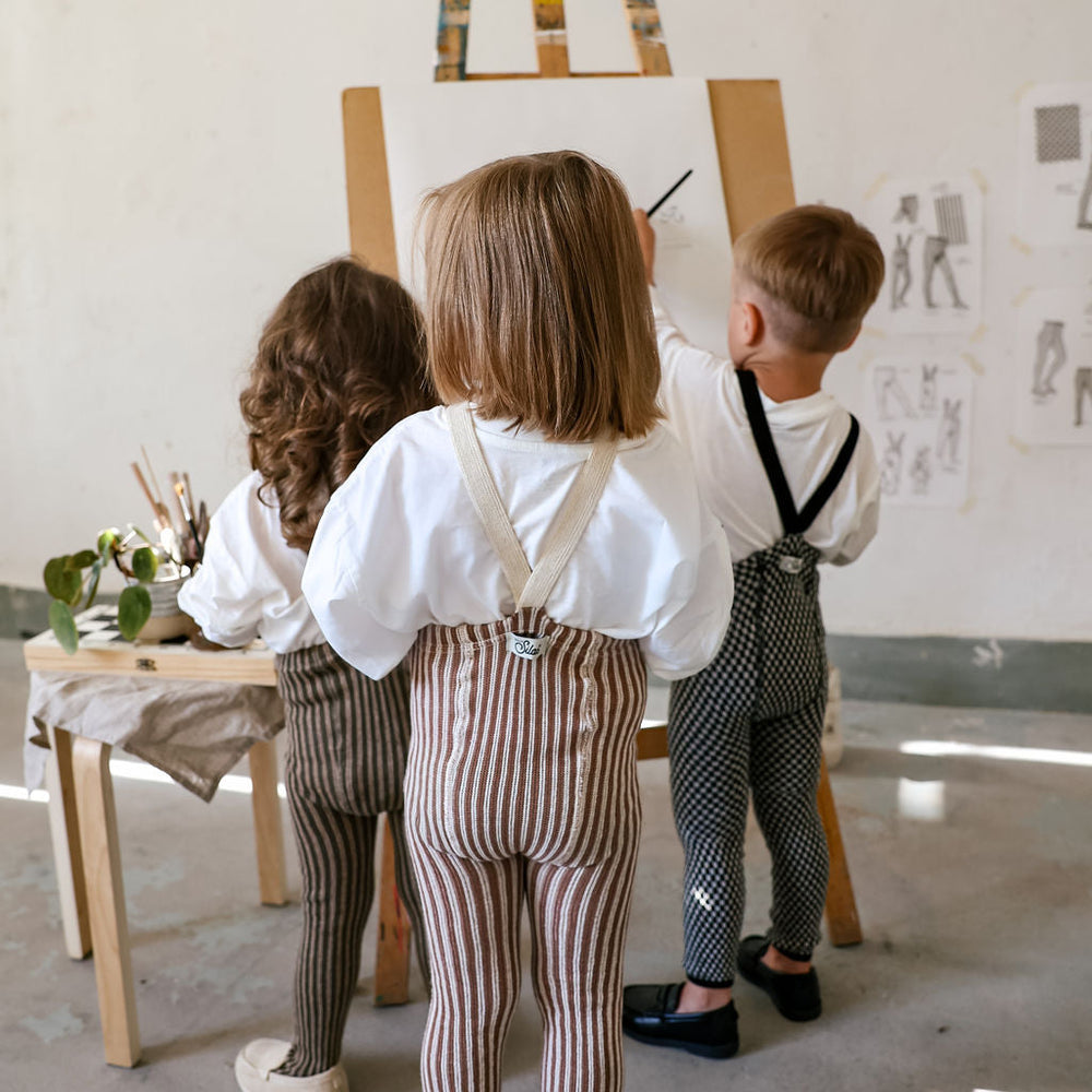 
                  
                    Silly Silas Footless Tights With Braces - Granola x Cream Striped
                  
                