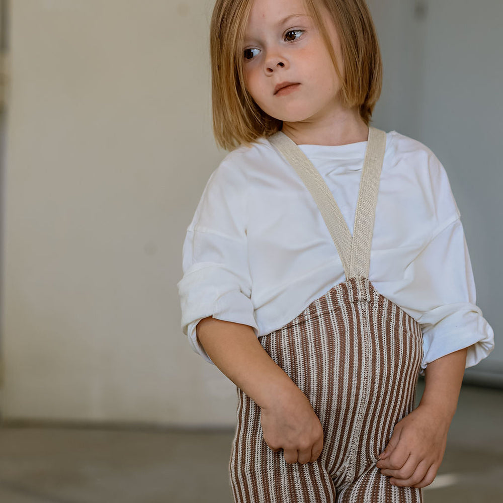 
                  
                    Silly Silas Footless Tights With Braces - Granola x Cream Striped
                  
                