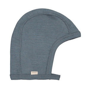 MarMar Copenhagen Hoody Wool Rib Baby Bonnet - Stormy Blue