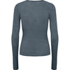 MarMar Copenhagen Women's Long Sleeve Tamra Wool Rib Tee Shirt - Stormy Blue